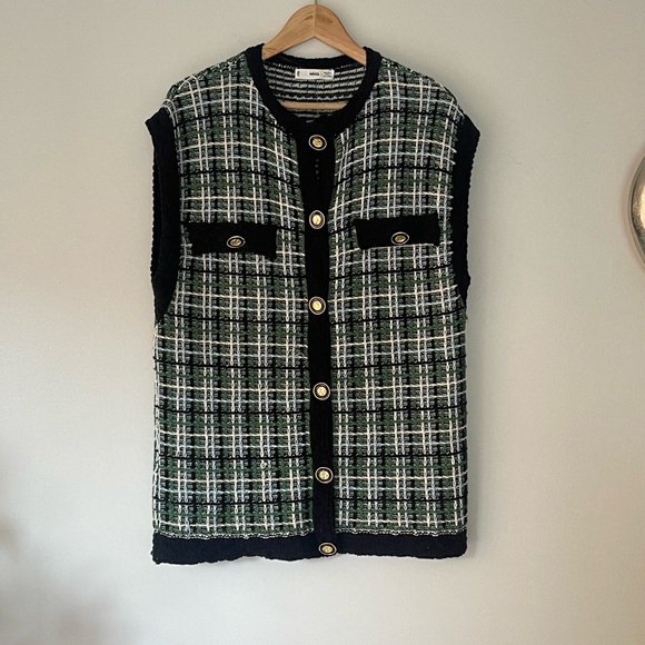 Mango Tweed Oversized Vest - Picture 3 of 15